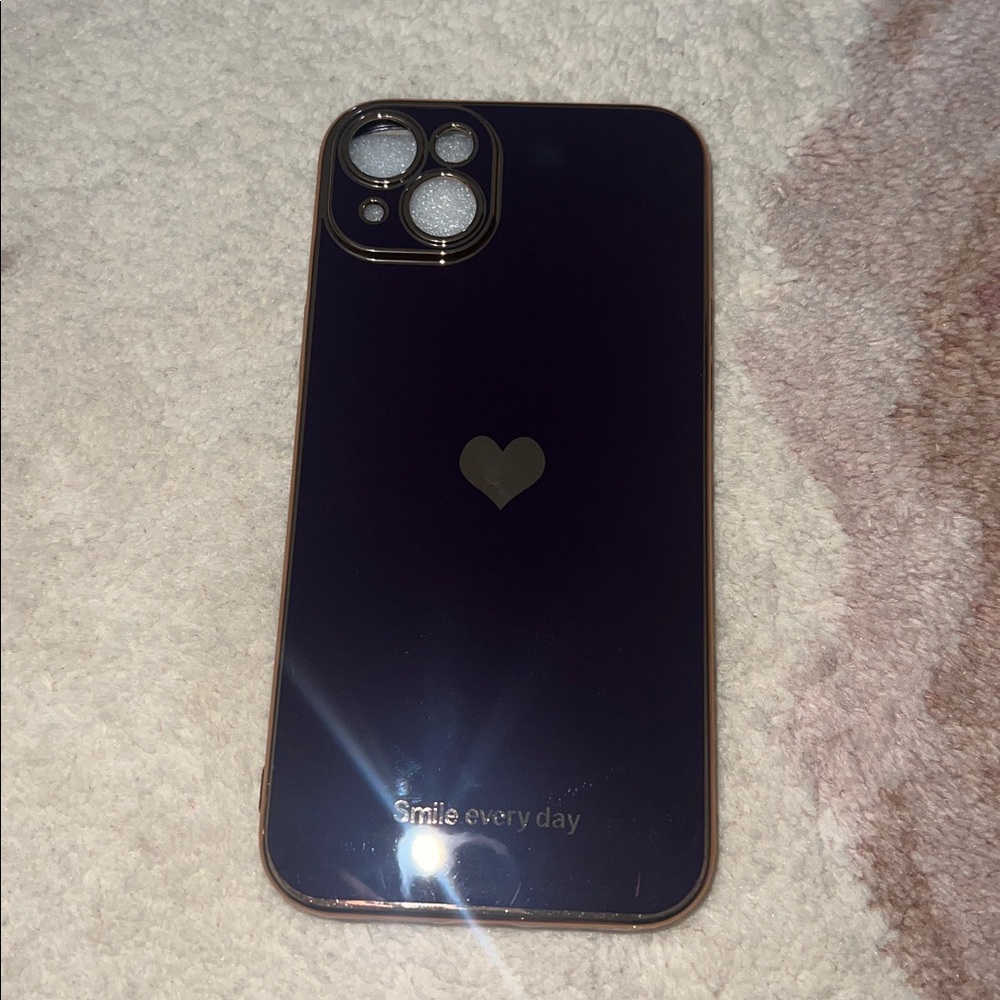 NEW iPhone 14 Plus Case Purple and Gold Heart Design - Picture 4 of 6